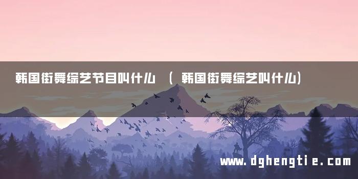 韩国街舞综艺节目叫什么 (韩国街舞综艺叫什么)